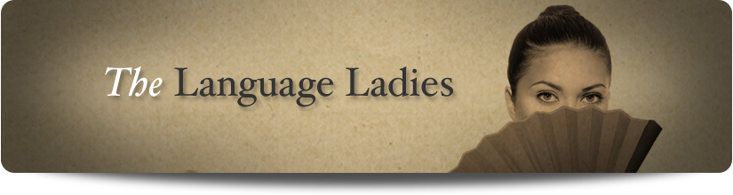 the language ladies logo with lady and a fan